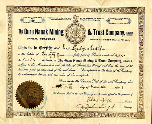 Shares Certificate