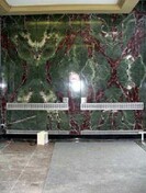 Interior view of the Statistics Canada Building, showing the marble-clad walls in the lobby, 2005.; Parks Canada Agency / Agence Parcs Canada, Geneviève Charrois, 2005.