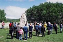 View of Fort Livingstone, showing its setting high on a hill surrounded by woods, 2005.; Agence Parcs Canada / Parks Canada Agency.